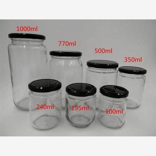 Circular glass jar pickles bottles jam jars of honey bottle