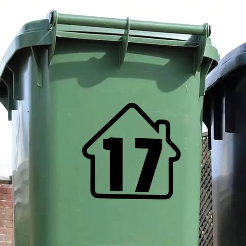 Weatherproof Trash Can Dustbin Number Sticker Self Adhesive