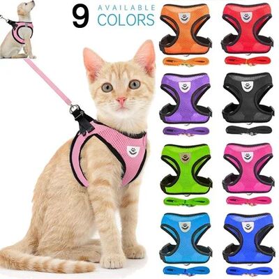 Dogs Puppy Harness Collar Cat Dog Adjustable Vest Walking Le