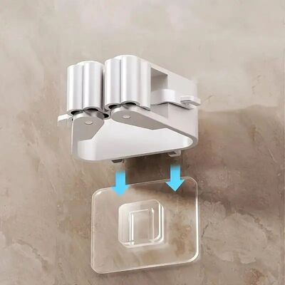 4 pieces of non perforated anti slip mop holder, waterproof