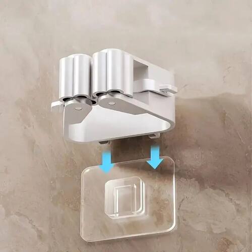 4 pieces of non perforated anti slip mop holder, waterproof