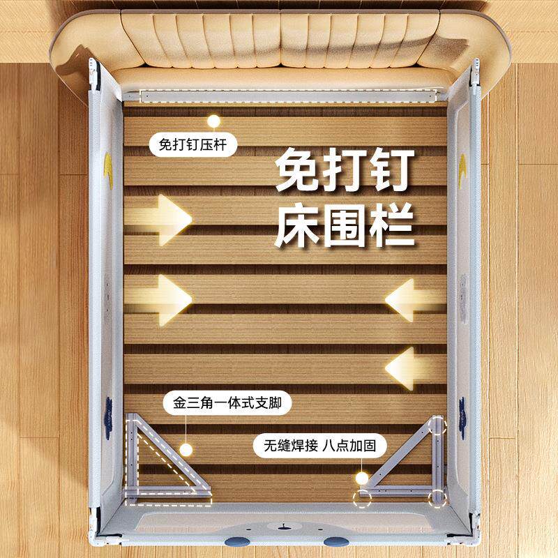 【免打钉三片装】丸丫床护栏宝宝防摔防护栏床挡板婴儿床围栏官方