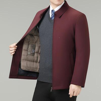 冬季新中25888-J胆年男士羽绒服可拆卸白鸭绒内茄克爸爸装抗寒款