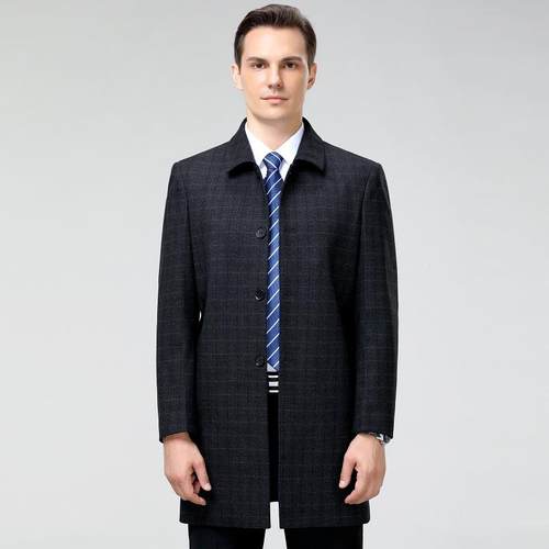 绒大衣中长款中老年秋呢冬羊季7536-WL爸爸宽毛子夹松克保暖外套