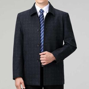 品羊毛夹克秋男217 外套春老年羊毛大中衣休闲男 J牌士翻领扣子款