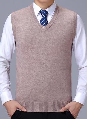 高端纯大牌羊绒背心马甲男纯肩羊绒领中70094无袖毛衣年色羊毛坎