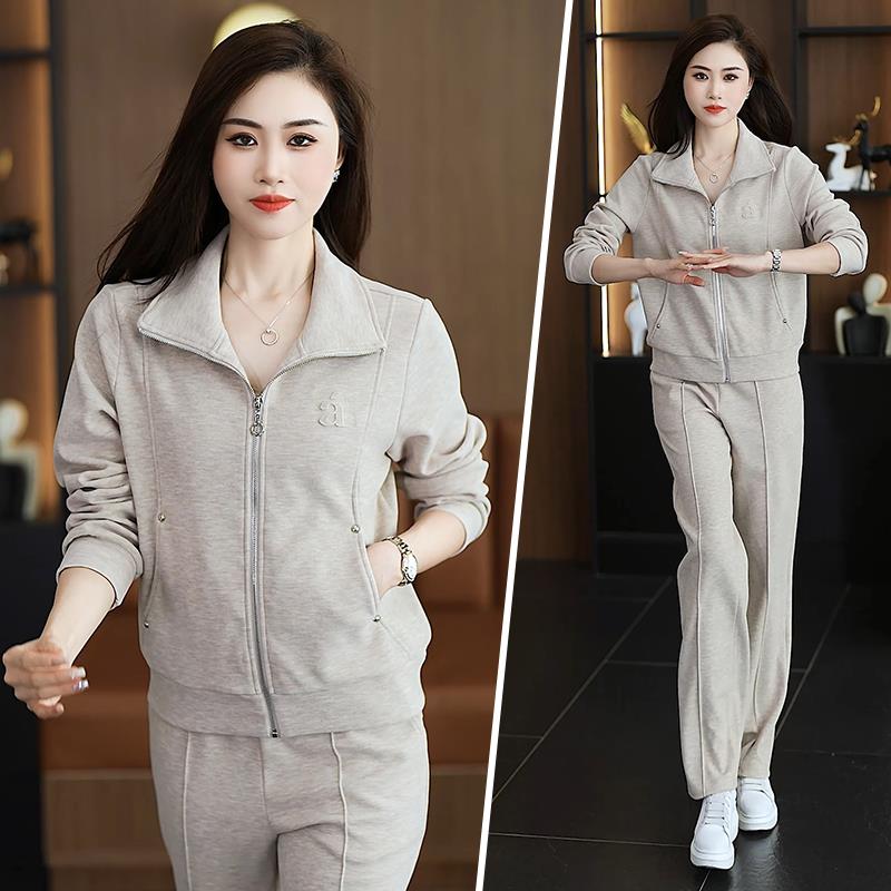 休套女春件秋新款时尚洋气小个装子早82151127秋立领开衫闲显瘦两