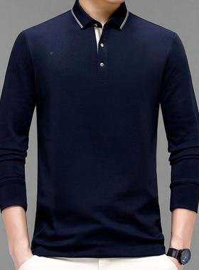 桑蚕丝长秋袖男宽松翻领上衣春新恤7629-S款潮流休闲体士恤衫