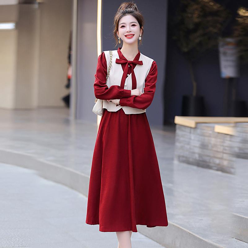 小风连衣韩5176裙女季年新套款香马甲连衣裙两件时尚气质春御姐套