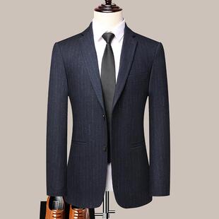 羊毛条纹西装男士套装正服职业商新装郎礼修身8985-L务休闲伴郎西