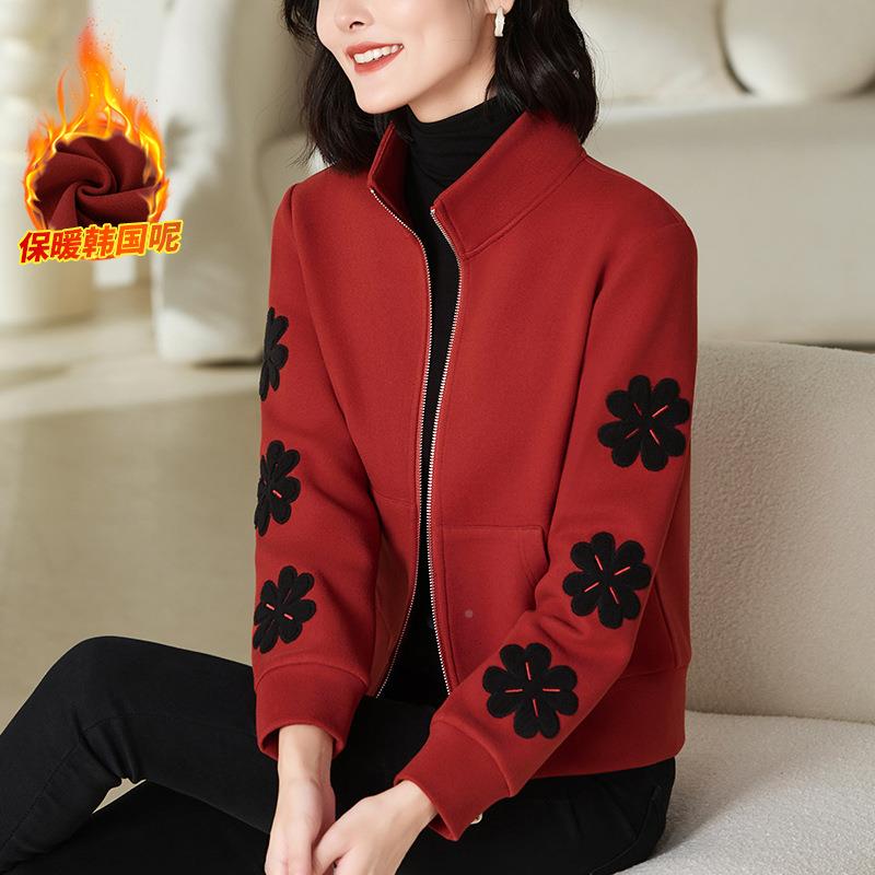 加绒外套卫衣女冬款新一体绒74298060加厚气妈妈洋减季龄气质立领