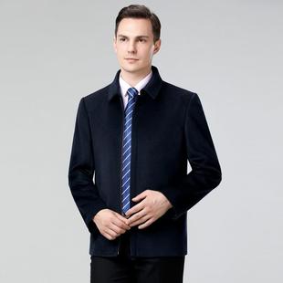 羊羊毛呢冬外大衣短款 OP宽松中年爸爸商务翻领羊 纯毛夹克男A2108