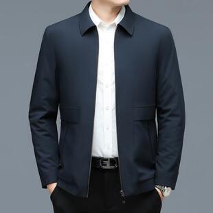 男士 新款 商休闲质感套中年爸克爸纯务色 高外级H22夹春季 名牌男装