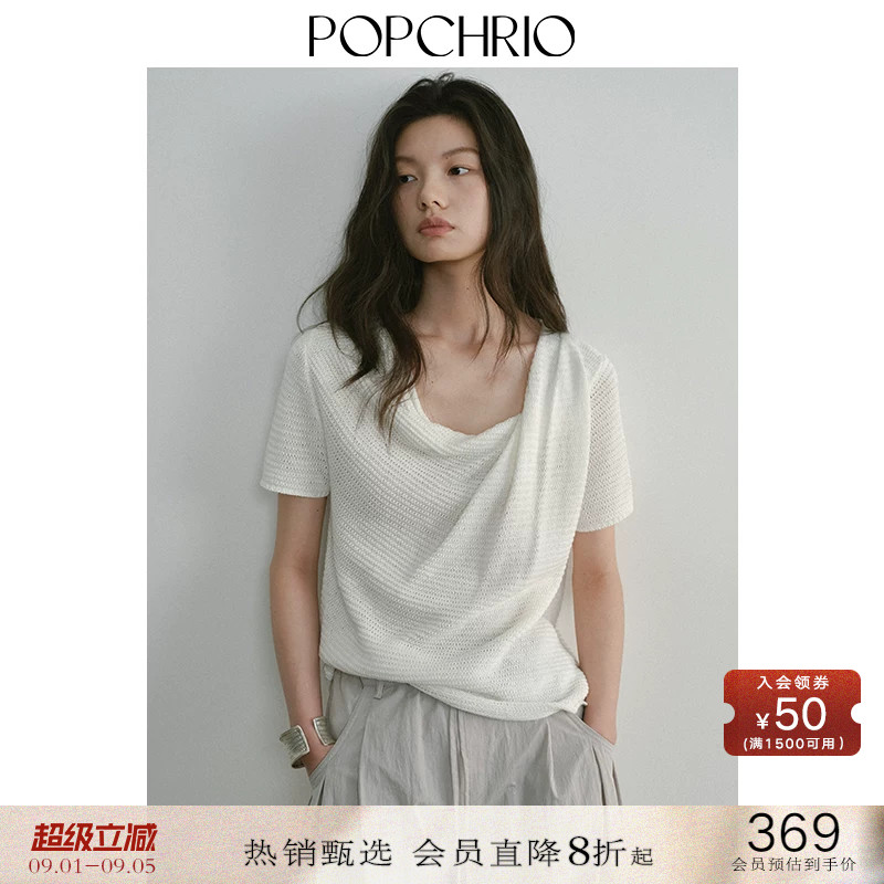 POPCHRIO不规则宽松短袖T恤上衣图片