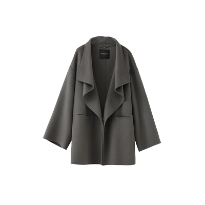 POPCHRIO立裁大自由领羊毛大衣