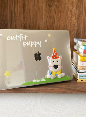 shanahs西高地刺绣 苹果笔记本保护壳pc进口 透明Macbook电脑保护壳 全包壳
