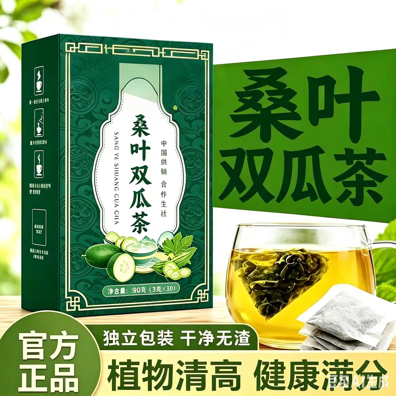 中国供销社桑叶苦瓜冬瓜茶降血糖正品苦瓜干降血糖的茶泡水喝血糖血脂三高茶