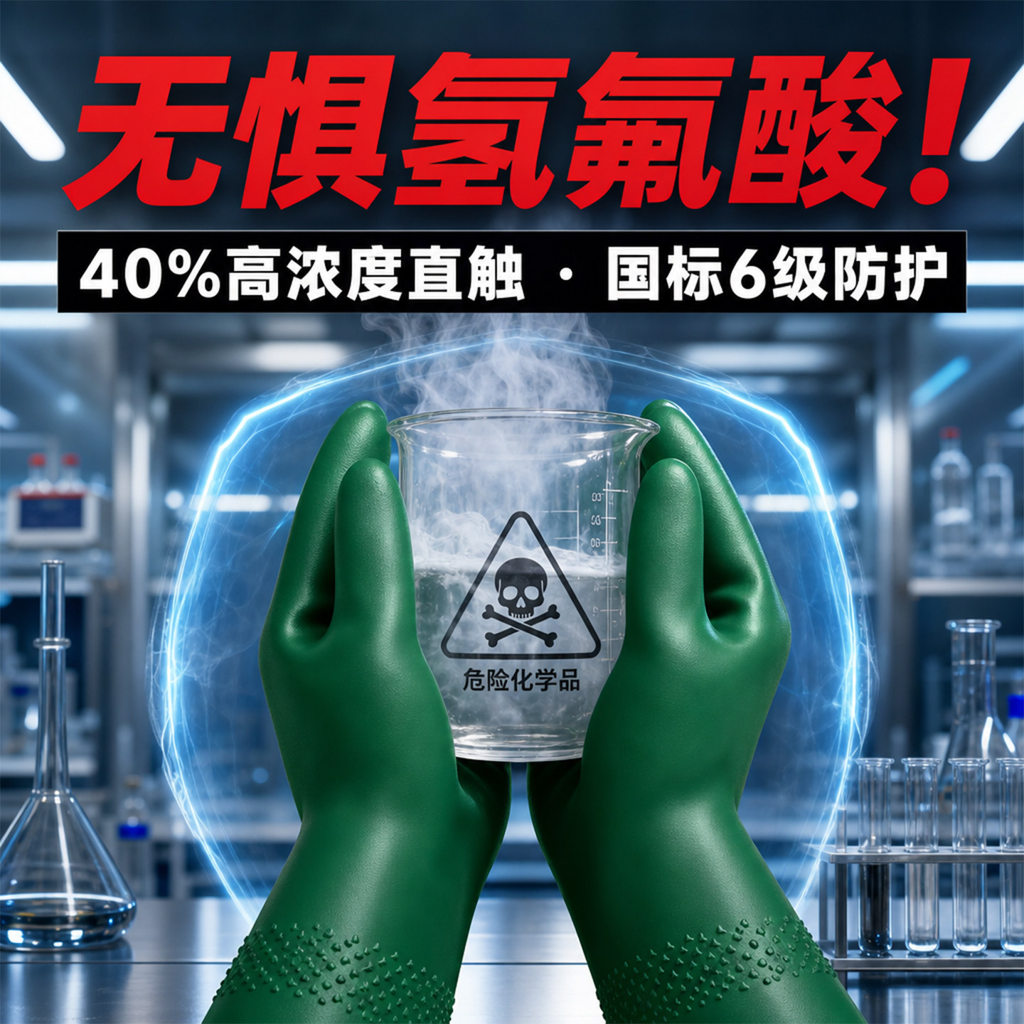 实验室防氢氟酸手套丁基橡胶防化防腐蚀防护化工防耐酸碱加厚耐用