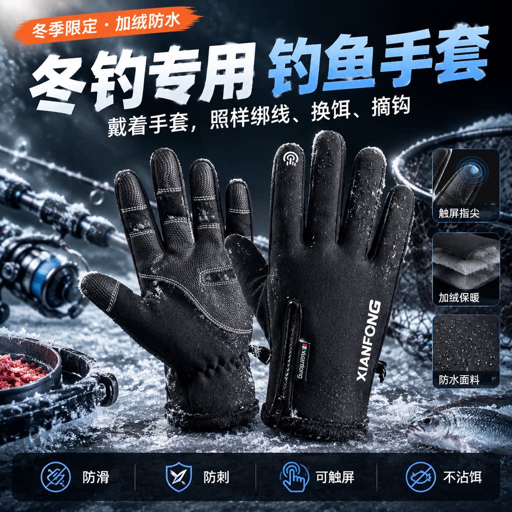 冬钓路亚钓鱼防割手套园艺专用德国户外防滑防扎赶海工业级透气