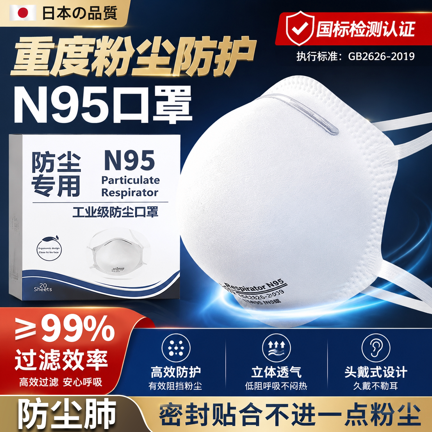 日本进口防尘口罩防尘肺n95正品图片