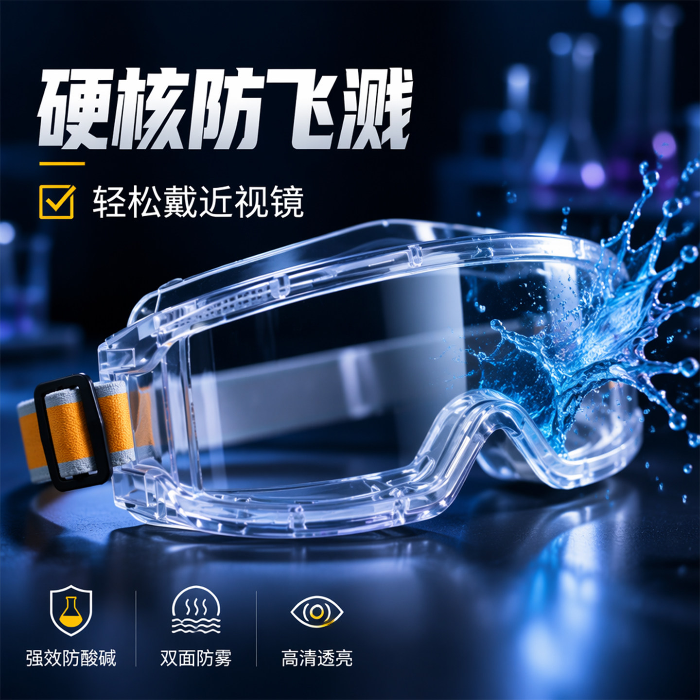 化学实验室专用护目镜放毒眼镜防酸碱全封闭化学品防毒眼罩防飞溅