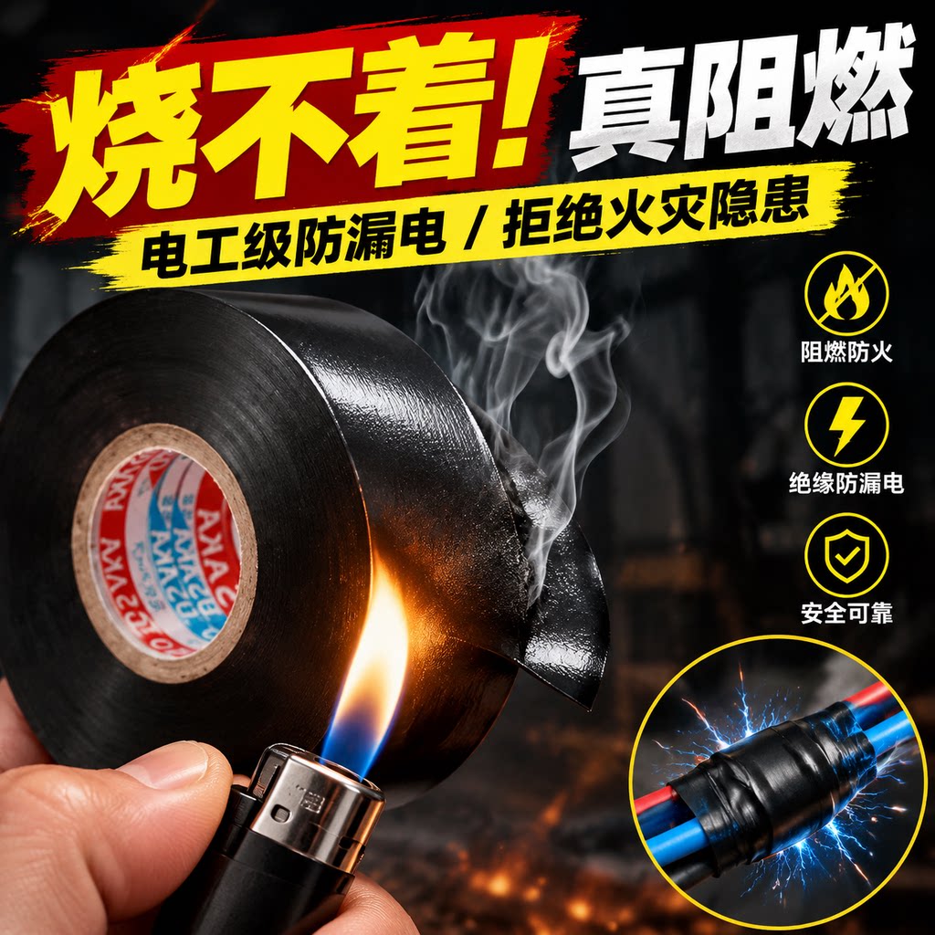 电工强力胶带耐高温pvc电气防水绝缘胶带电线电胶布黑色加宽30米