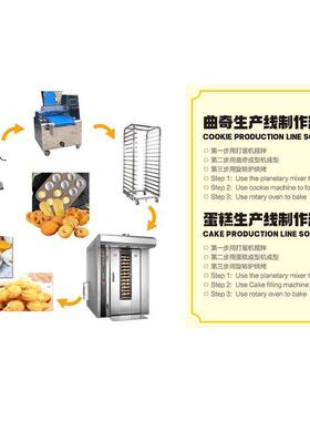 Cookecakeproution71linie商用大c型d烘焙蛋糕生产线全自动电加热