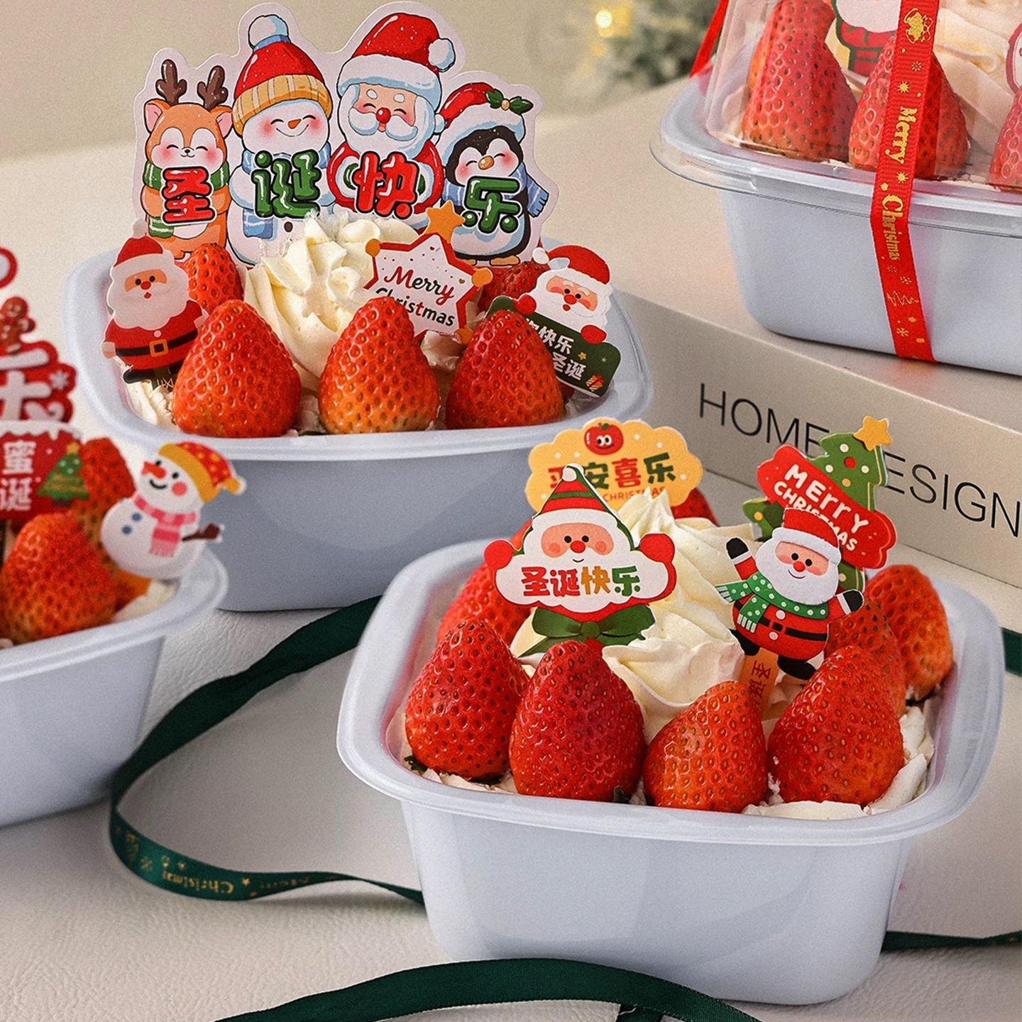 圣诞节4寸草莓奶油蛋糕千层盒