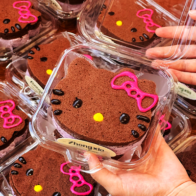 一次性KT猫黑皮蛋糕打包盒子