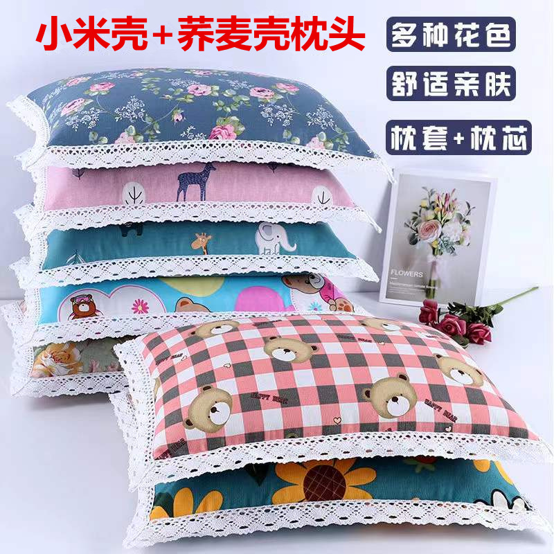 【荞麦壳填充纯棉老粗布枕头】颈椎睡眠老人儿童学生宿舍小米壳枕