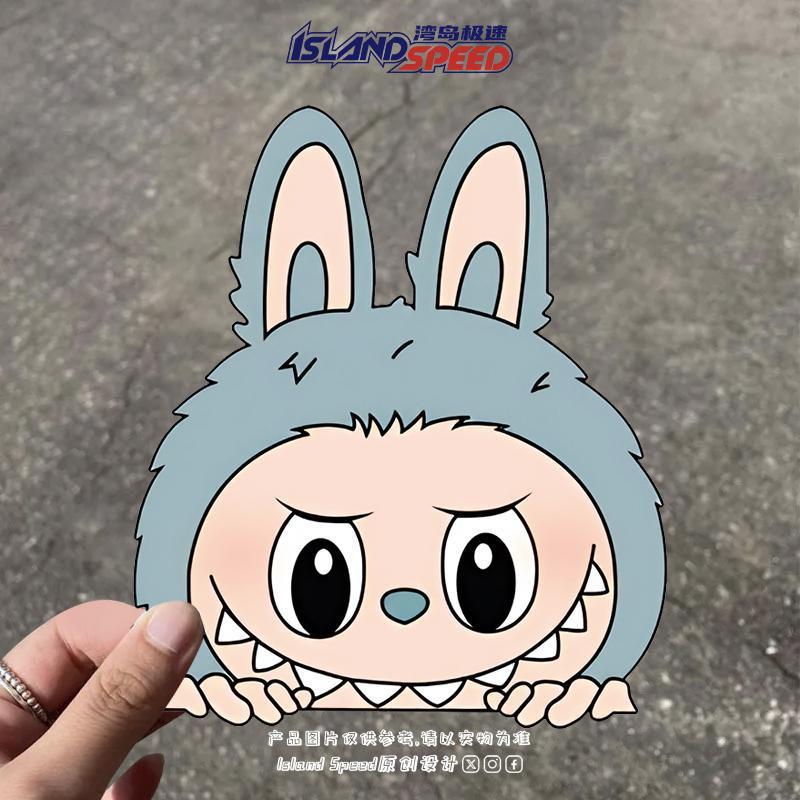 拉布布LABUBU探头汽车贴纸可爱卡通动漫装饰车身车窗边防水贴纸