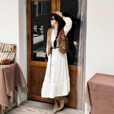 白色仙女裙法式气质高级连衣裙