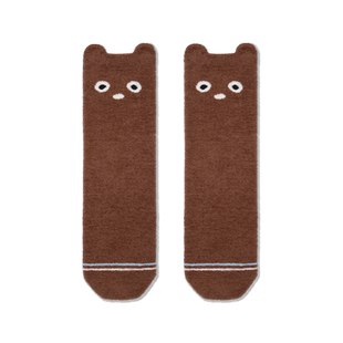 ubras旗下likeuu袜子好奇小熊半边绒家居袜儿童男女睡眠袜保暖袜
