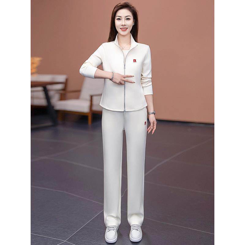 时尚休闲运动套装女2026春季新款立领刺绣开衫卫衣减龄显瘦两件套