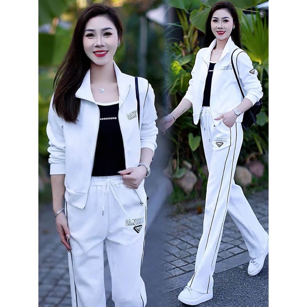 运动服套装女2026春季新款洋气宽松显瘦立领开衫阔腿裤休闲两件套