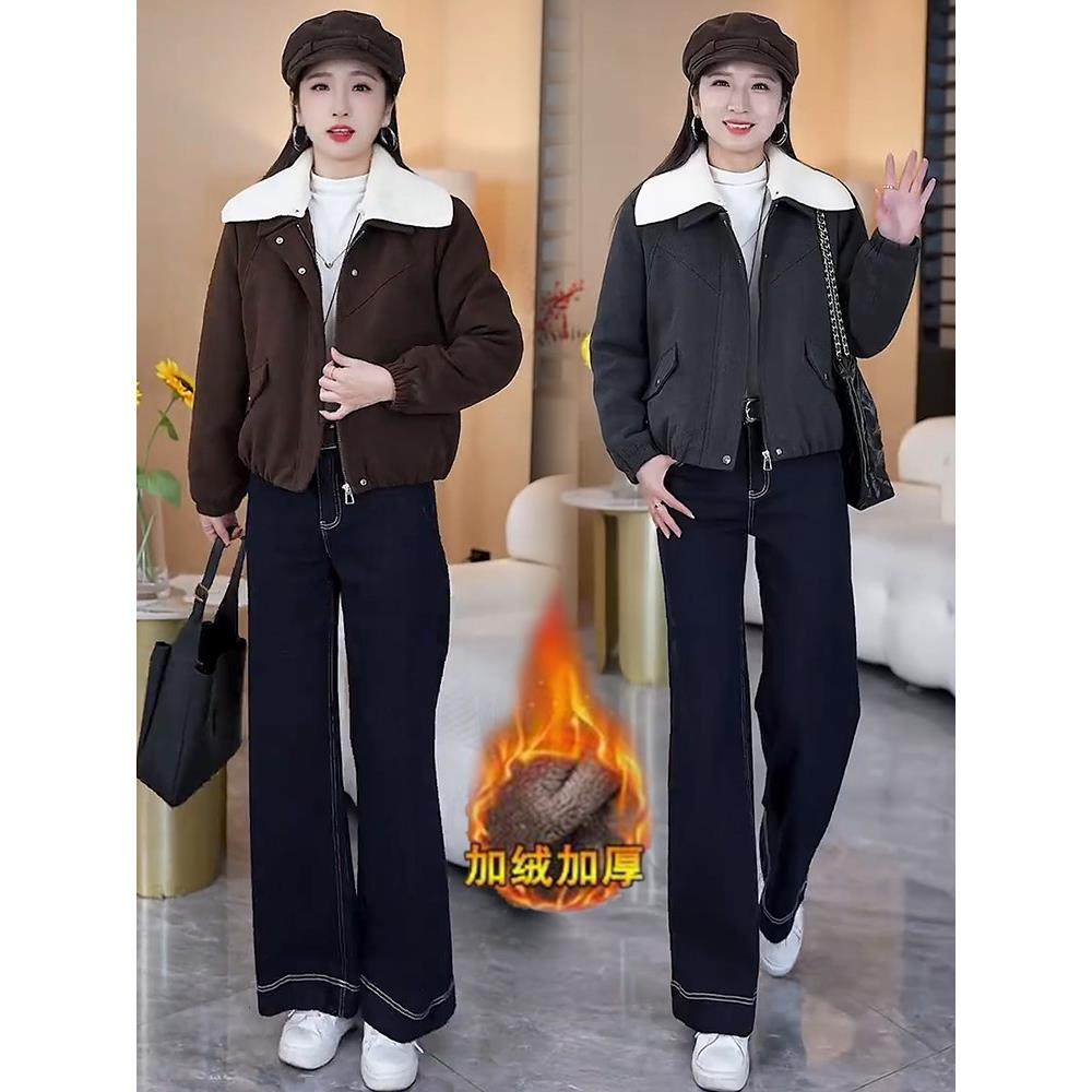 加绒加厚短款派克服女2025冬季新款洋气小个子保暖翻领夹克外套潮,女装/女士精品,派克服,淘宝优惠券,粉丝福利购,淘宝优惠卷