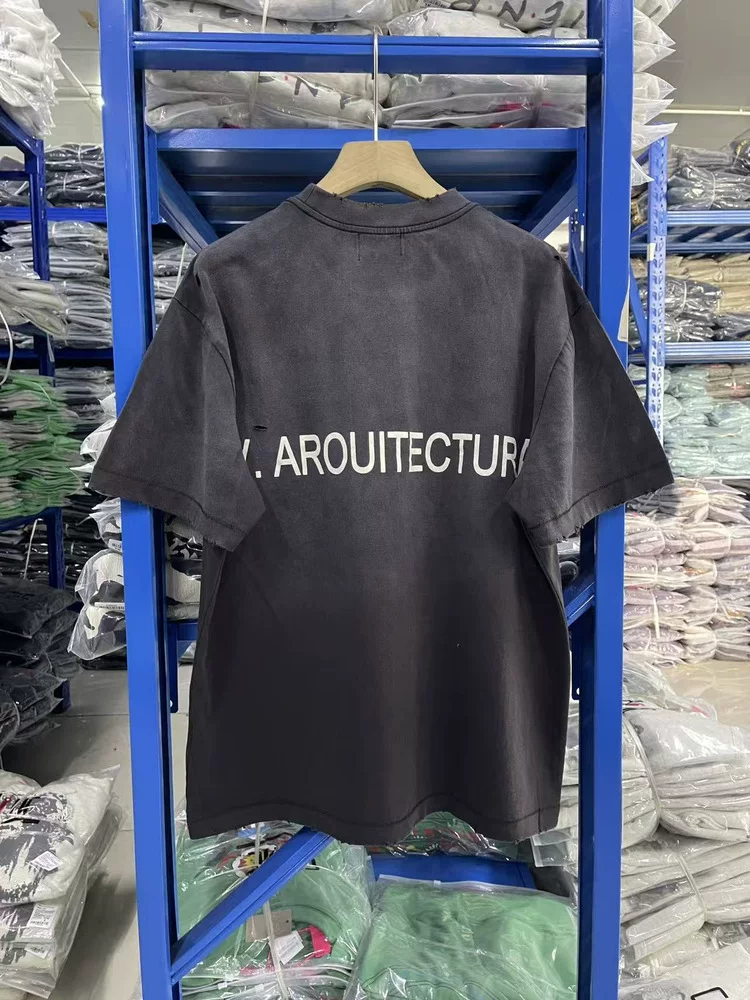 Дети богатые депримы FW26 "V. AROUITECTURA" вымытая и состаренная футболка модная