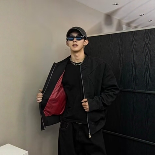 红内ma1美式飞行员夹克男款倒三角解构短款外套痞帅高级感棒球服