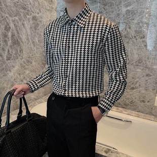长袖 衬衫 2026新款 衬衣外套痞帅男装 秋季 垂感宽松设计感花寸衫 男士