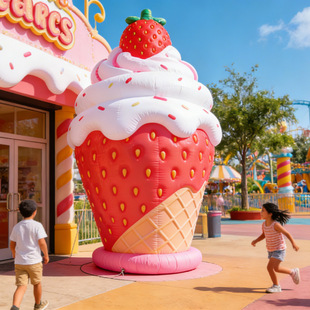 夏日奶茶店甜品户外充气卡通冰淇淋模型大型气模活动主题装饰道具