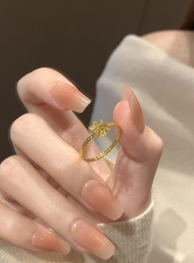 金色爆闪八芒星戒指2026新款轻奢复古气质小众设计戒指手饰品定制