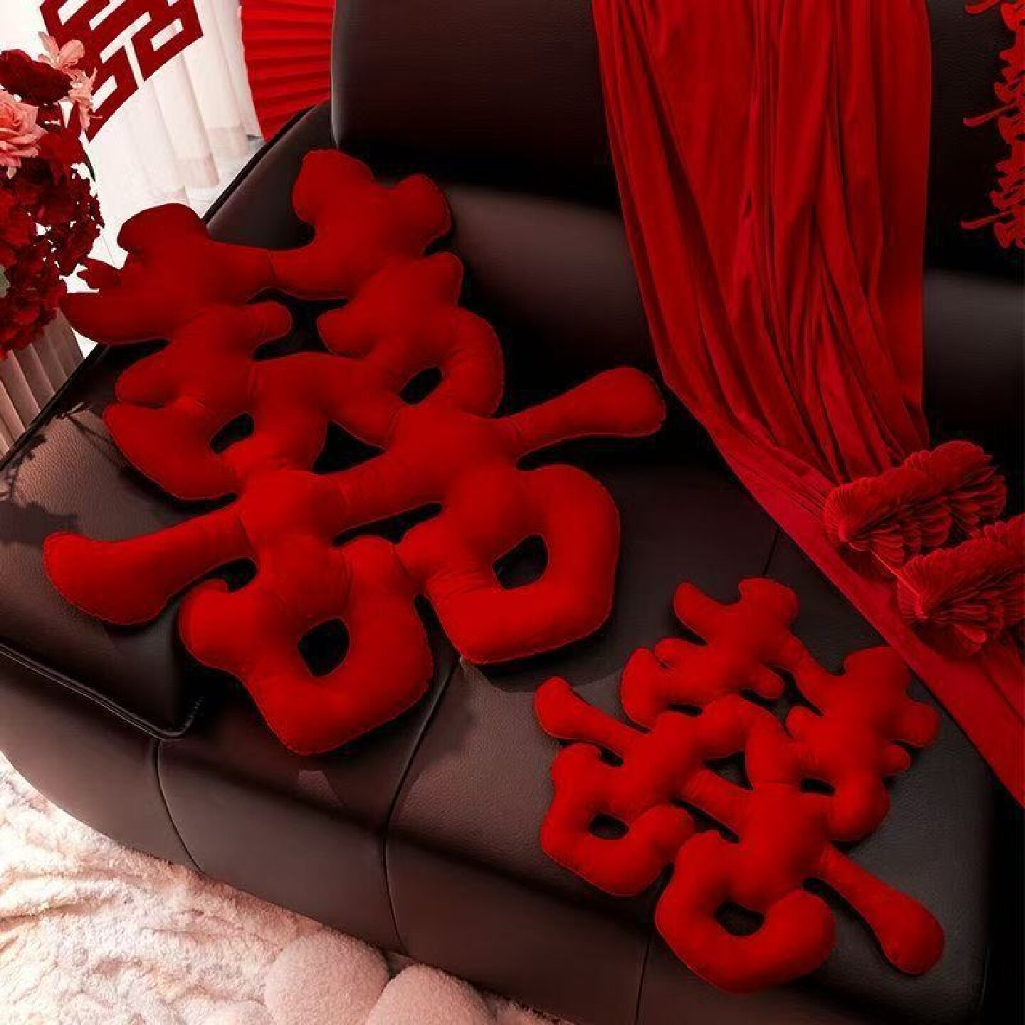 婚礼高档立体喜字婚房挂件