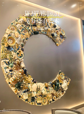 霸王茶姬同款陶艺客厅走廊新中式布艺艺术品装饰画中国风特色陶艺