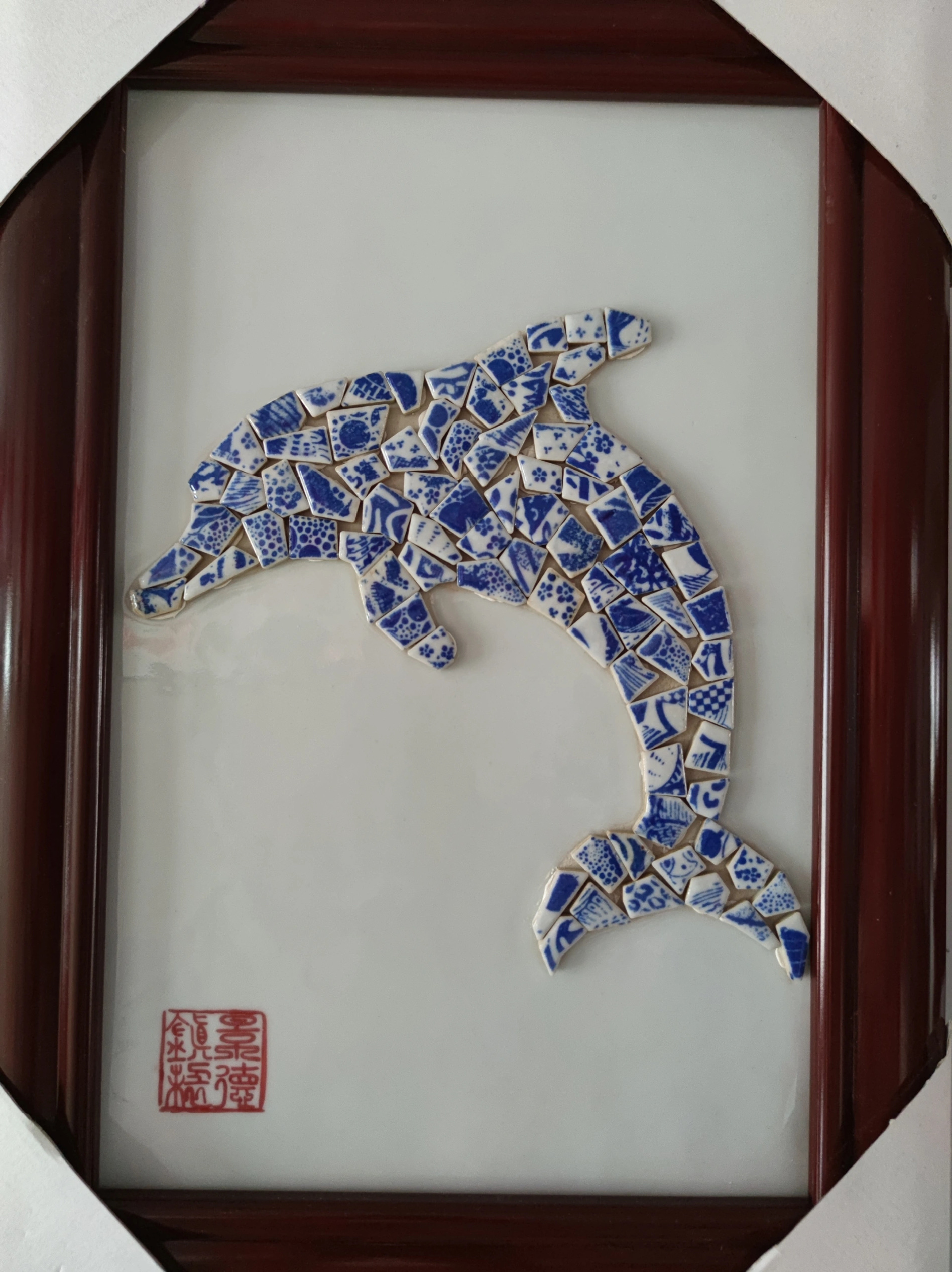 青花瓷实物画客厅新中式装饰画家居装饰品手工立体挂画中式陶瓷画图片