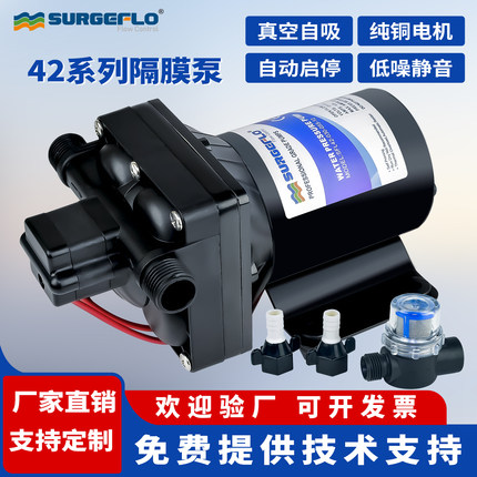 42款静音电动隔膜泵房车游艇直流12V24V灌装机自吸式增压抽吸水泵