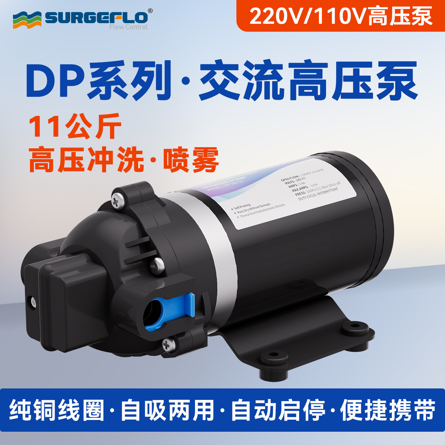 DP-160S超高压力自吸泵110v 220v加压喷雾机器纯净水设备增压水泵