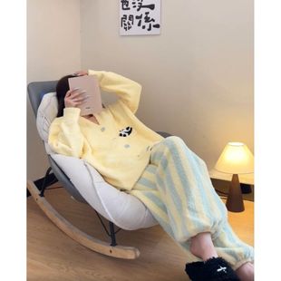 维多利亚开衫针织睡衣可爱保暖加厚毛绒女款家居服秋冬可外套装新