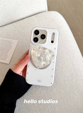 hello studios高级感白色星球磁吸支架手机壳适用苹果17promax新款iPhone16PRo/14pro壳15/17pro