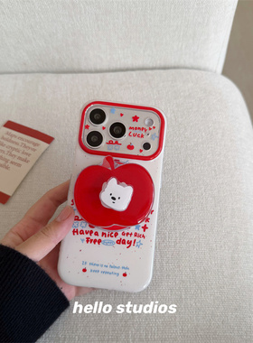 hello studios红色苹果西高地小狗磁吸支架手机壳适用苹果17promax新款iPhone16PRo/14pro壳15/17pro
