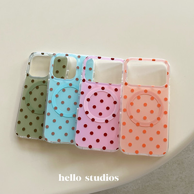 简约撞色波点磁吸手机壳